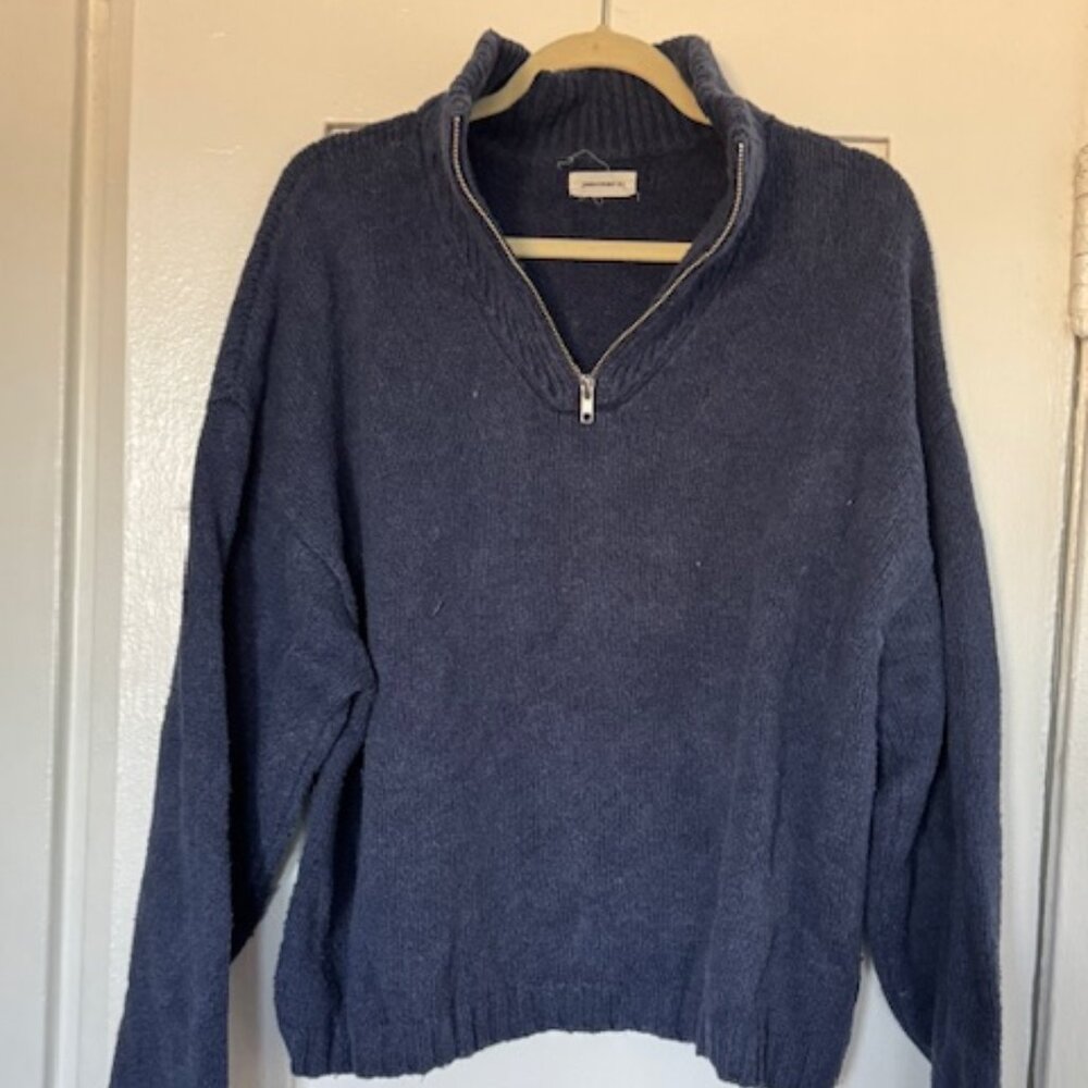 James Street Co Moa Half-Zip Cotton Sweater M in Indigo